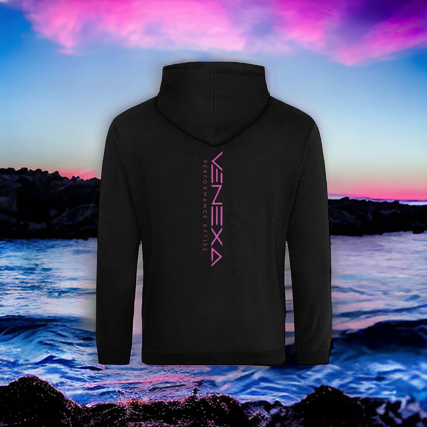 VENEXA pink on black fitted hoodie