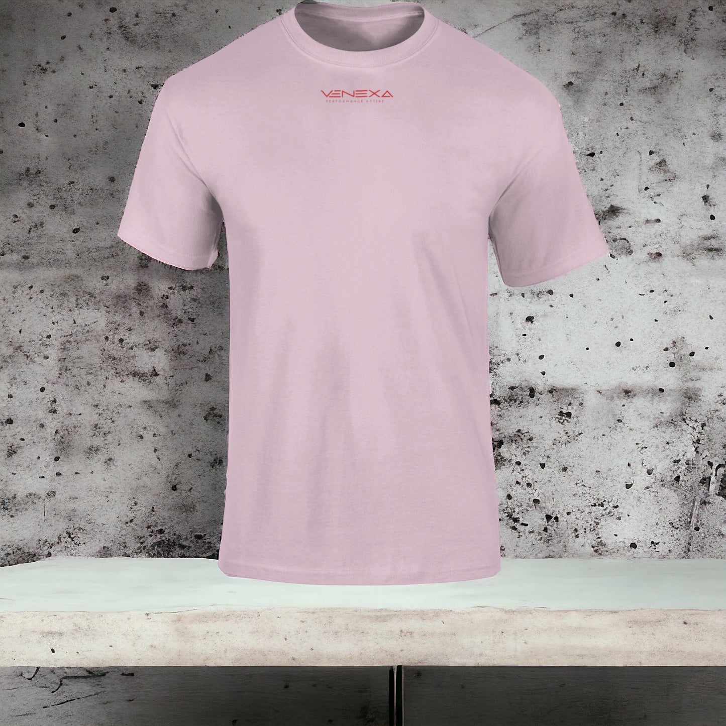 VENEXA fitted tee red on baby pink