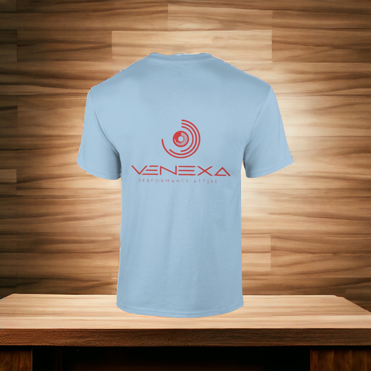 VENEXA Fitted tee Red on light blue