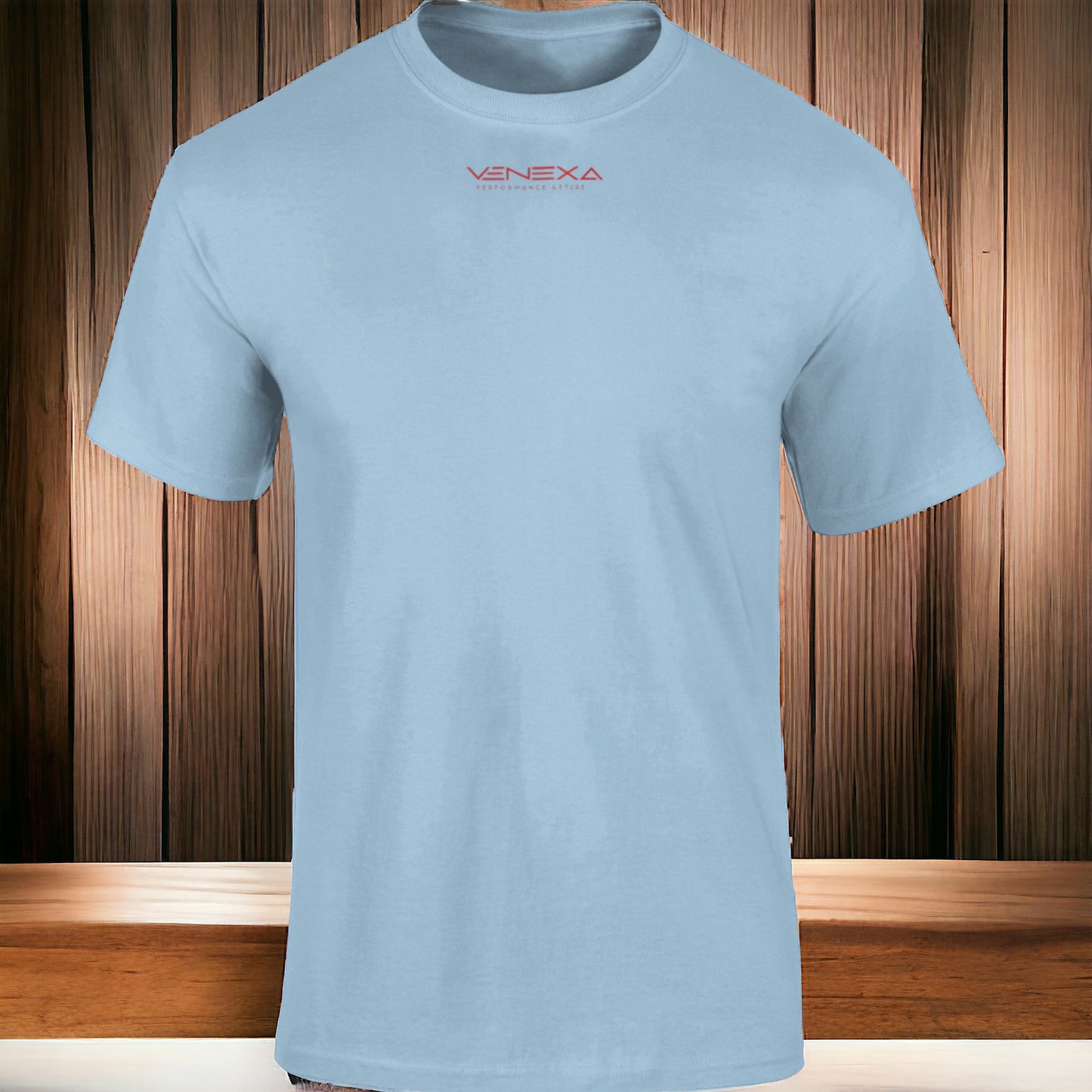 VENEXA Fitted tee Red on light blue